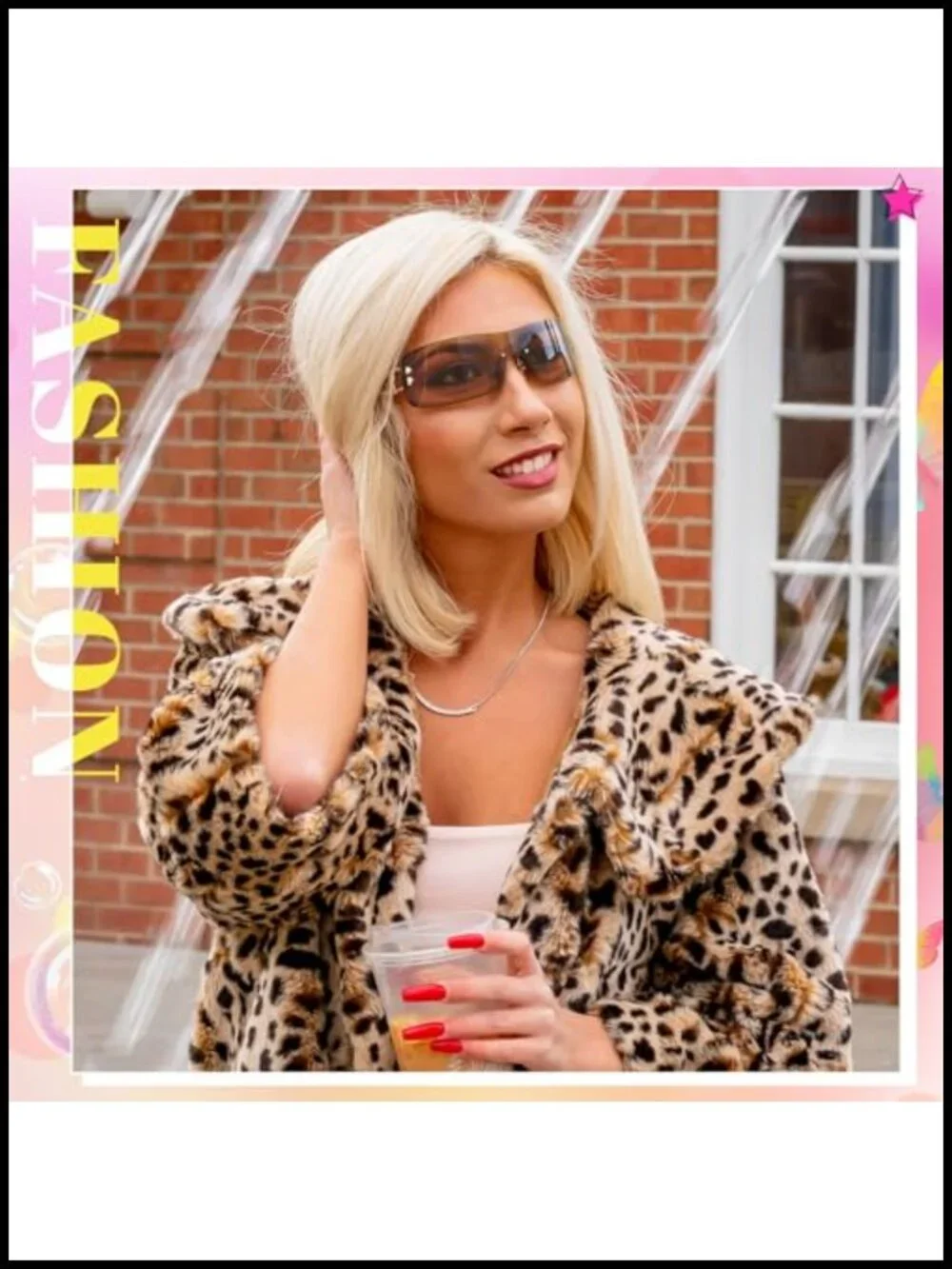 Rimless Y2K Rectangle Sunglasses UV400 Flame Metal Frameless